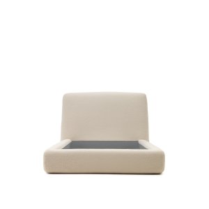 KAVE HOME Martina sengeramme, m. sengegavl - off-white bouclé aftageligt betrk (90x200)