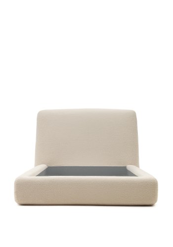 KAVE HOME Martina sengeramme, med sengegavl - off-white bouclé avtagbart trekk (90x200)