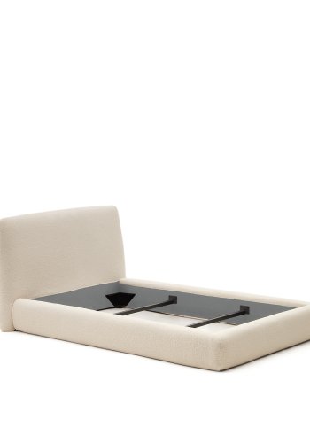 KAVE HOME Martina sengeramme, med sengegavl - off-white bouclé avtagbart trekk (90x200)