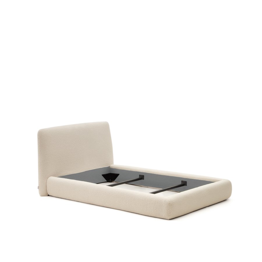 KAVE HOME Martina sengeramme, med sengegavl - off-white bouclé avtagbart trekk (90x200)
