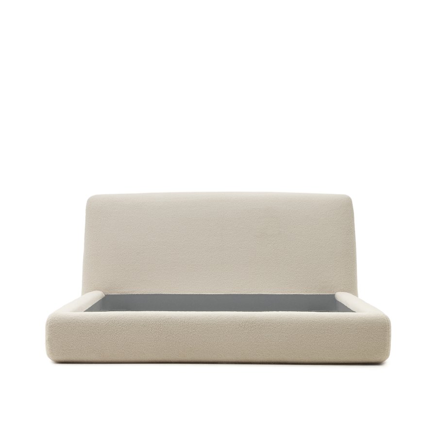 KAVE HOME Martina sengeramme, med sengegavl - off-white bouclé avtagbart trekk (160x200)