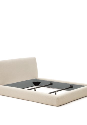 KAVE HOME Martina sengeramme, med sengegavl - off-white bouclé avtagbart trekk (180x200)