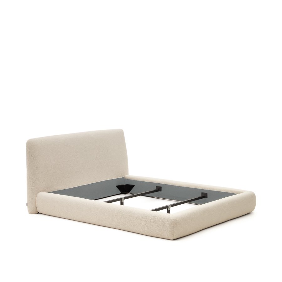 KAVE HOME Martina sengeramme, med sengegavl - off-white bouclé avtagbart trekk (180x200)