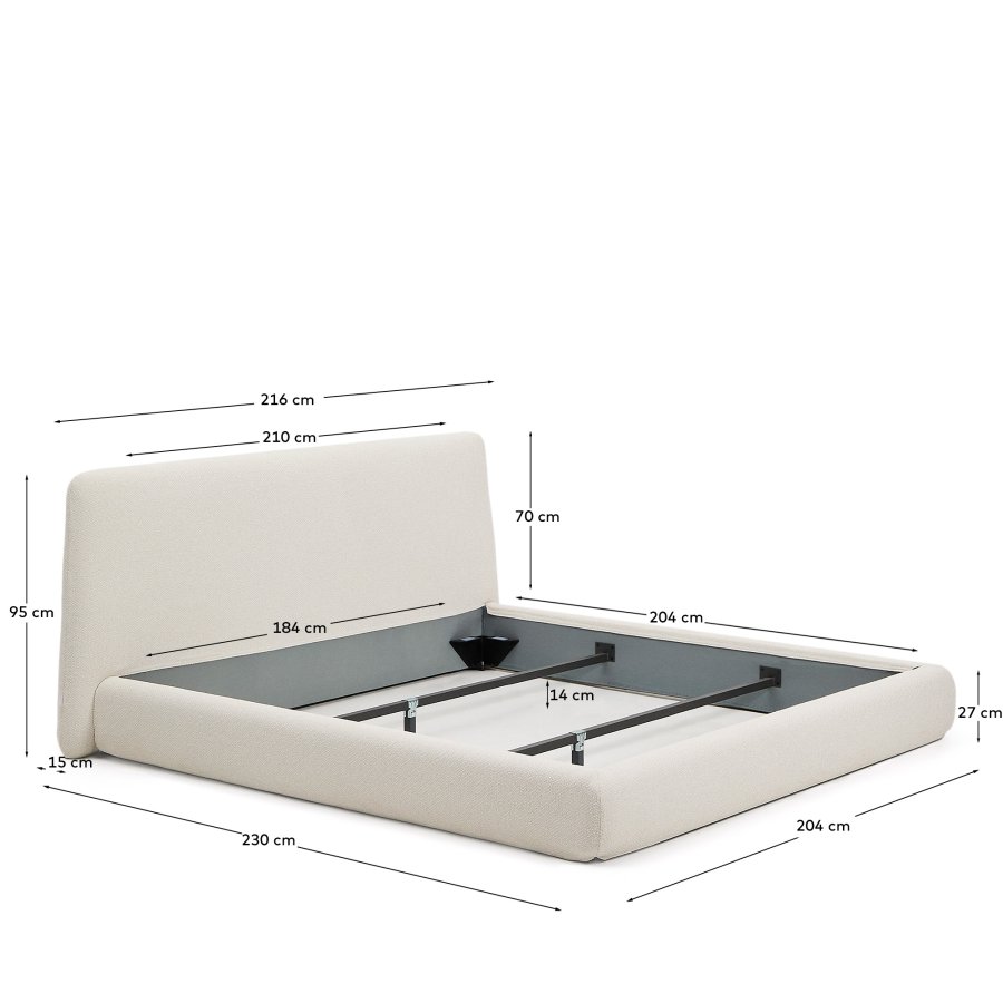 KAVE HOME Martina sengeramme, m. aftageligt betr�k - ecru chenille (til madras 180 x 200 cm)