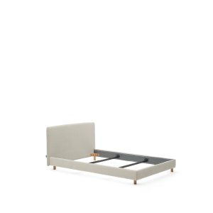  KAVE HOME Valma sengeramme, m. aftageligt betrk og sengegavl - perle chenille og bgetr (90x200)