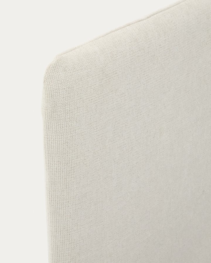  KAVE HOME Valma Bettrahmen, mit abnehmbarem Bezug und Kopfteil – Perlenchenille und Buchenholz (90x200)