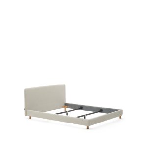 KAVE HOME Valma sengeramme, m. aftageligt betrk og sengegavl - perle chenille og bgetr (160x200)