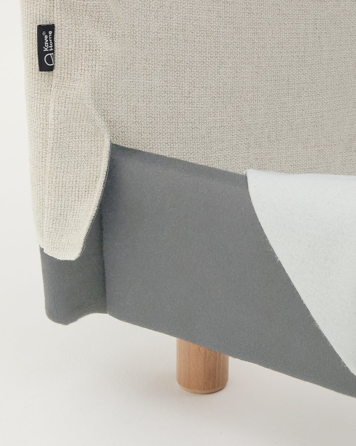 KAVE HOME Perle chenille Valma seng med avtakbart trekk og ben i heltre bk til seng 160 x 200 cm
