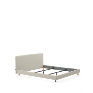 KAVE HOME Valma sengeramme, m. aftageligt betrk og sengegavl - perle chenille og bgetr (180x200)