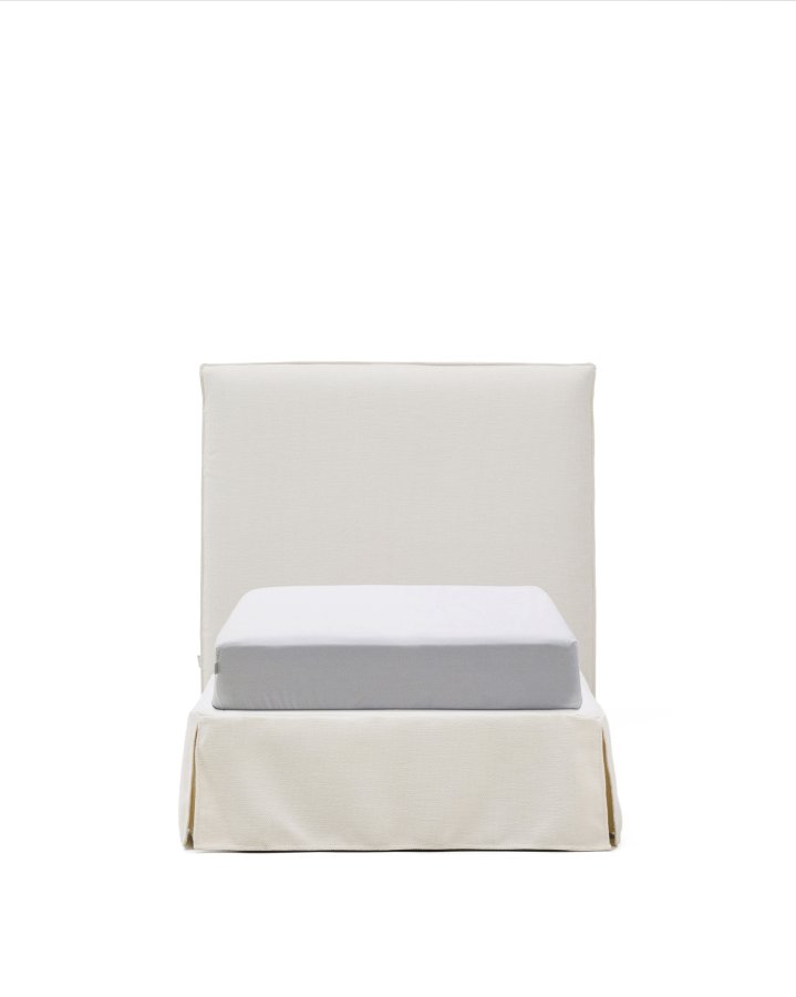 KAVE HOME Jaira sengeramme, m. aftageligt betr�k - hvid chenille stof (90x200)