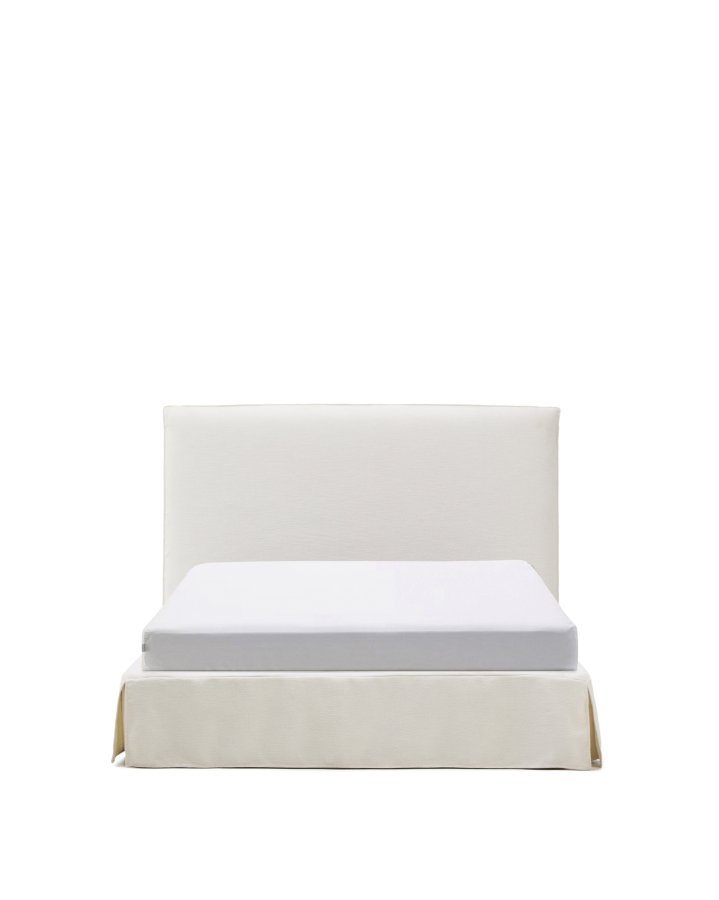 KAVE HOME Jaira sengeramme, m. aftageligt betr�k - hvid chenille stof (150x190)