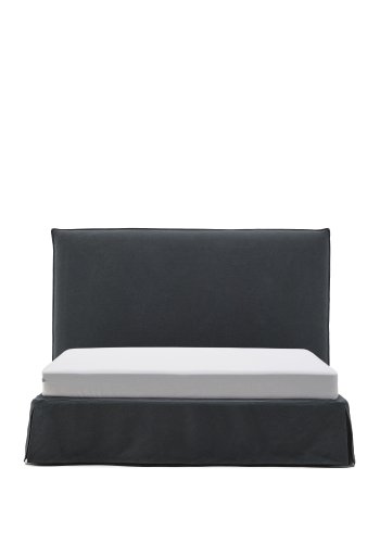 KAVE HOME Jaira seng i antrasittgrtt lin og bomull med avtakbart trekk til en 160 x 200 cm FSC Mix seng