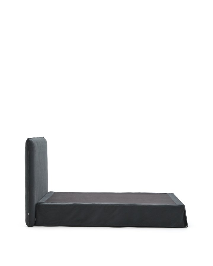 KAVE HOME Jaira seng i antrasittgrtt lin og bomull med avtakbart trekk til en 160 x 200 cm FSC Mix seng