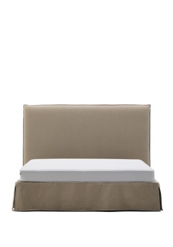 KAVE HOME Jaira-seng med avtakbart trekk i lin og bomull i taupe til 160 x 200 cm FSC Mix Credit