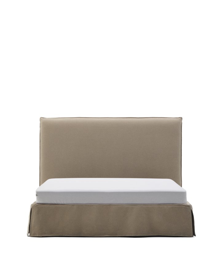 KAVE HOME Jaira-seng med avtakbart trekk i lin og bomull i taupe til 160 x 200 cm FSC Mix Credit