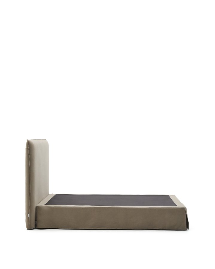 KAVE HOME Jaira-seng med avtakbart trekk i lin og bomull i taupe til 160 x 200 cm FSC Mix Credit