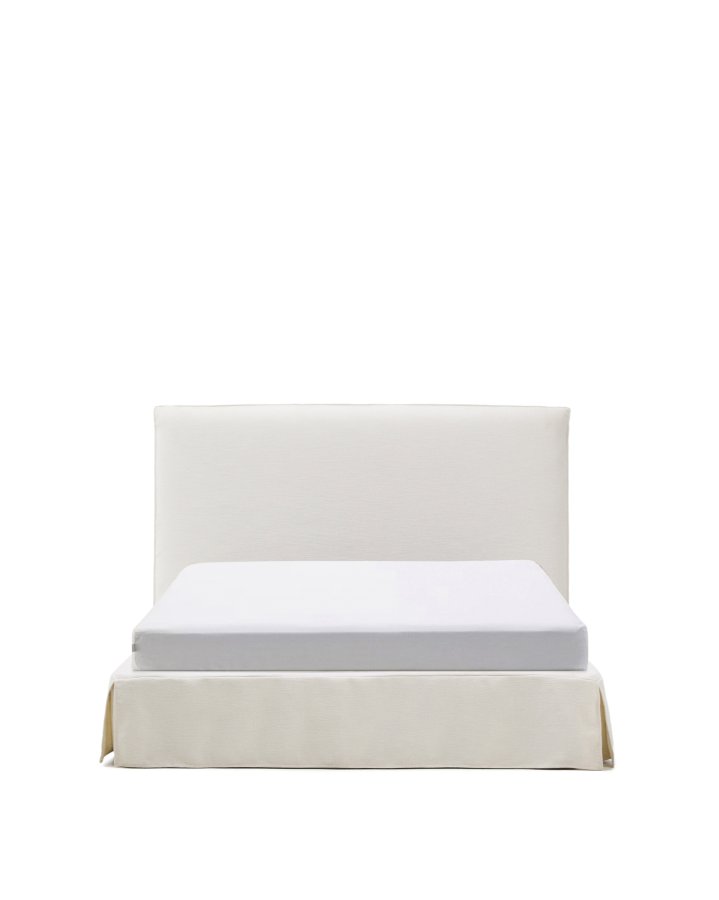 KAVE HOME Jaira sengeramme, m. aftageligt betr�k - hvid chenille stof (160x200)