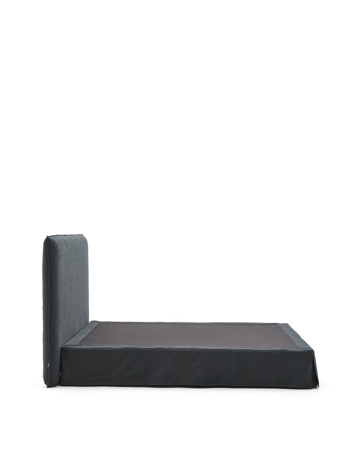 KAVE HOME Jaira seng i antrasittgrtt lin og bomull med avtakbart trekk til en 180 x 200 cm FSC Mix seng