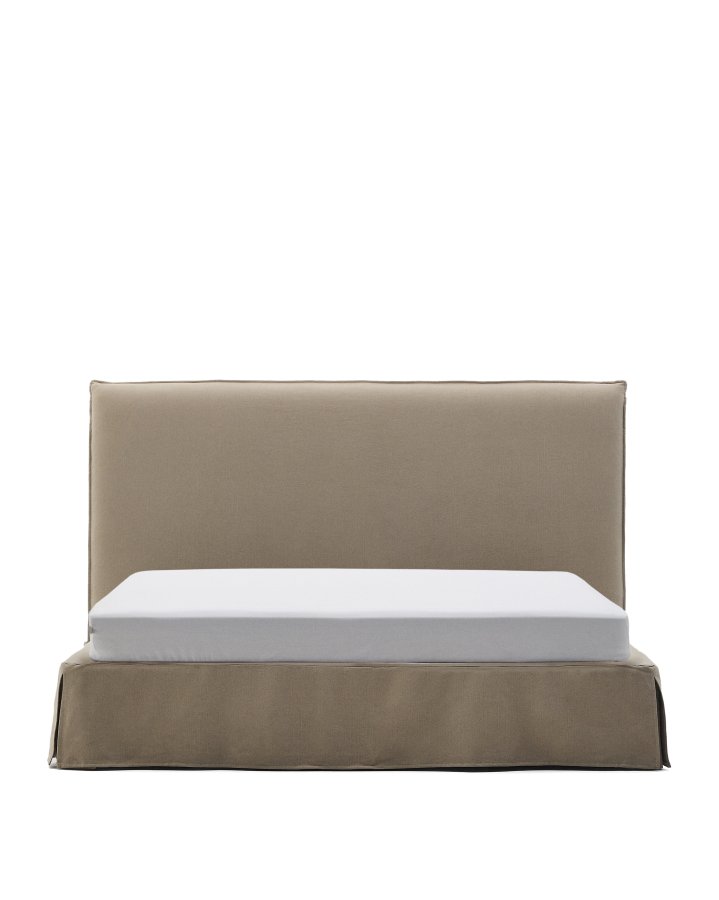 KAVE HOME Jaira-seng med avtakbart trekk i lin og bomull i taupe til 180 x 200 cm FSC Mix Credit
