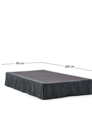 KAVE HOME Antrasittgr Jaira-bunn i lin og bomull med avtakbart trekk til madrasser p 90 x 200 cm