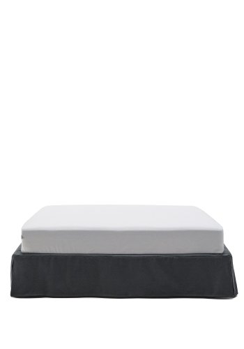 KAVE HOME Antrasittgrtt Jaira-bunn i lin og bomull med avtakbart trekk til en matte p 160 x 200 cm