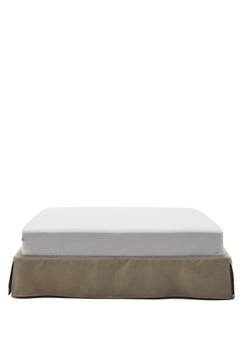 KAVE HOME Jaira-bunn med avtakbart trekk i lin og bomull i taupe for en madrass p 160 x 200 cm