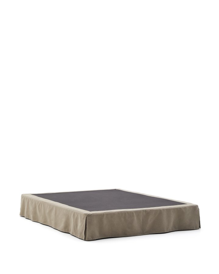 KAVE HOME Jaira-bunn med avtakbart trekk i lin og bomull i taupe for en madrass p 160 x 200 cm