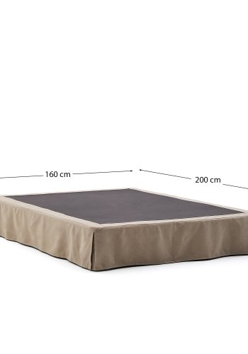 KAVE HOME Jaira-bunn med avtakbart trekk i lin og bomull i taupe for en madrass p 160 x 200 cm