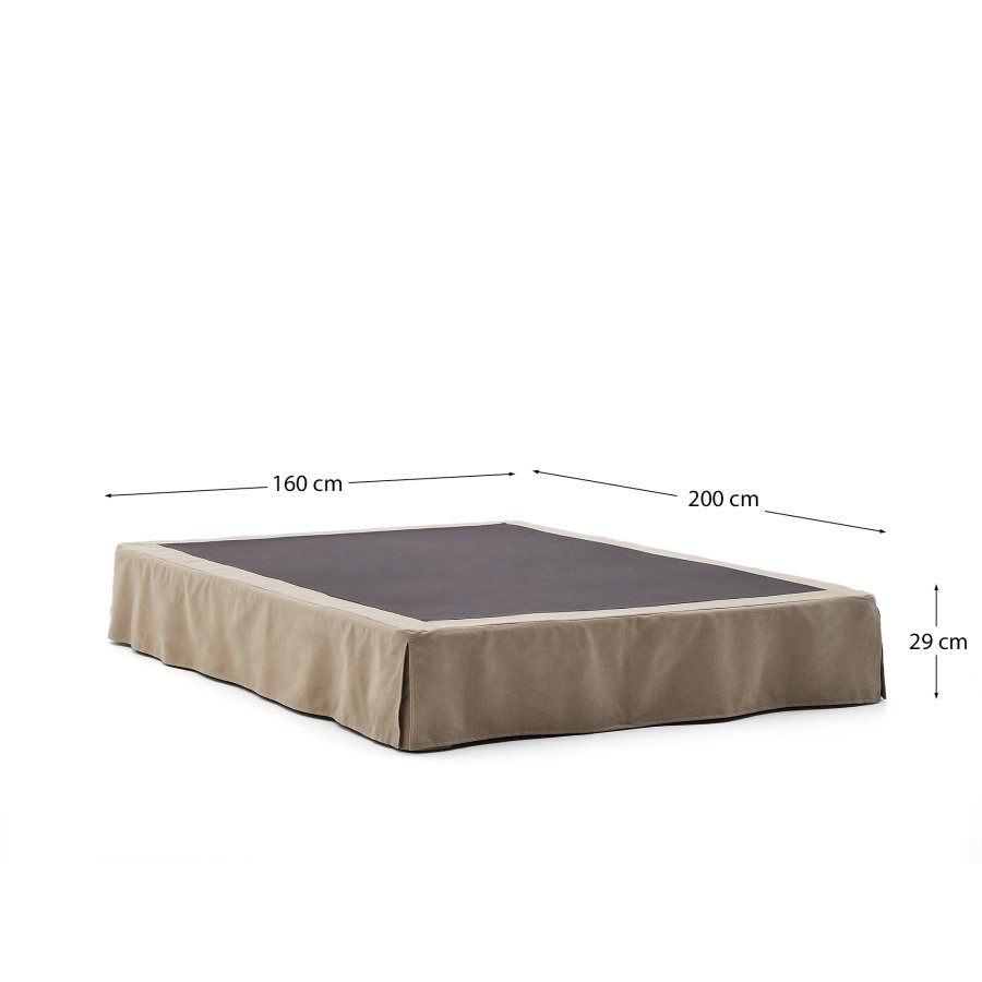KAVE HOME Jaira-bunn med avtakbart trekk i lin og bomull i taupe for en madrass p 160 x 200 cm