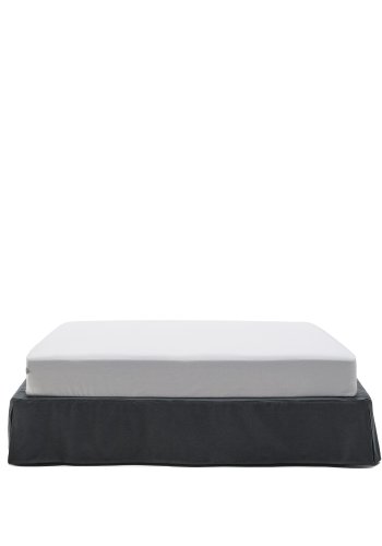 KAVE HOME Antrasittgrtt Jaira-bunn i lin og bomull med avtakbart trekk til en matte p 180 x 200 cm