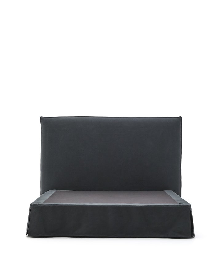 KAVE HOME Antrasittgrtt sengeteppe i lin og bomull Jaira til madrass 150 x 190 cm