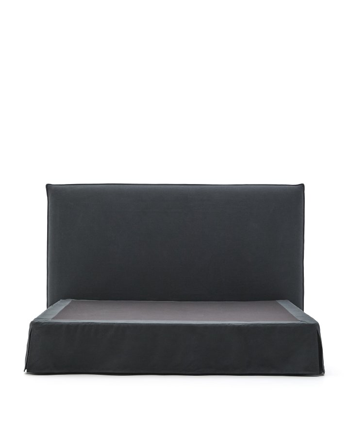 KAVE HOME Antrasittgrtt sengeteppe i lin og bomull Jaira til madrass p 180 x 200 cm