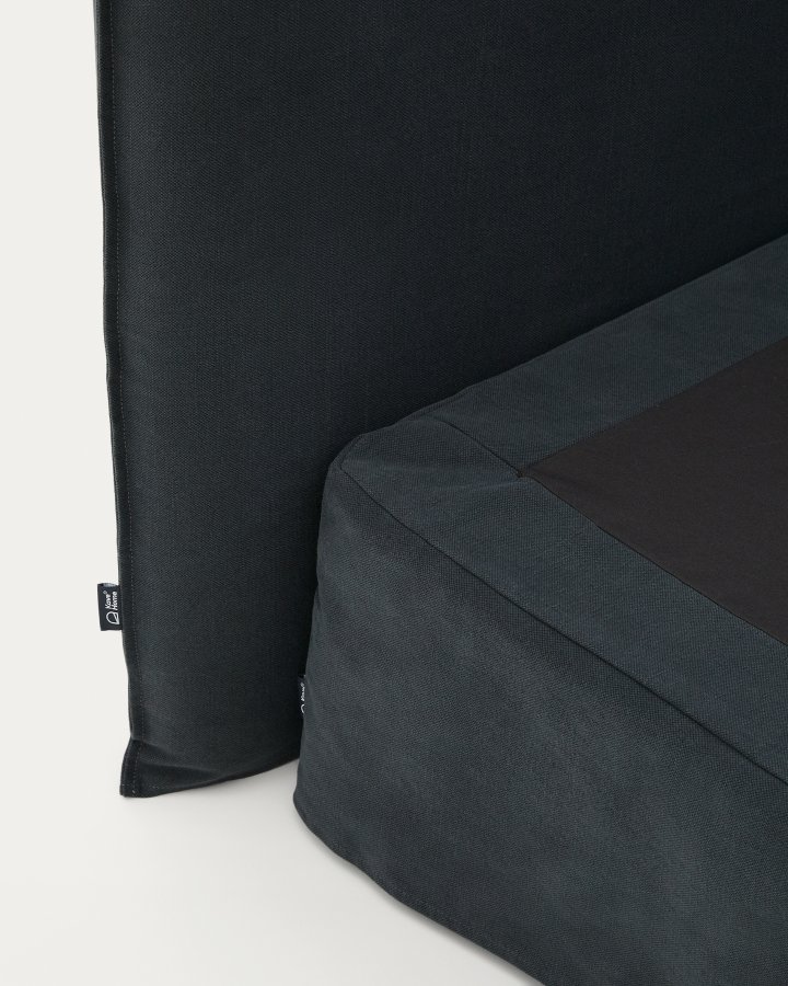 KAVE HOME Antrasittgrtt sengeteppe i lin og bomull Jaira til madrass p 90 x 200 cm
