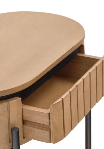 KAVE HOME Licia nattbord, m. 1 hylle og 1 skuff - naturlig mangotre (55x35)