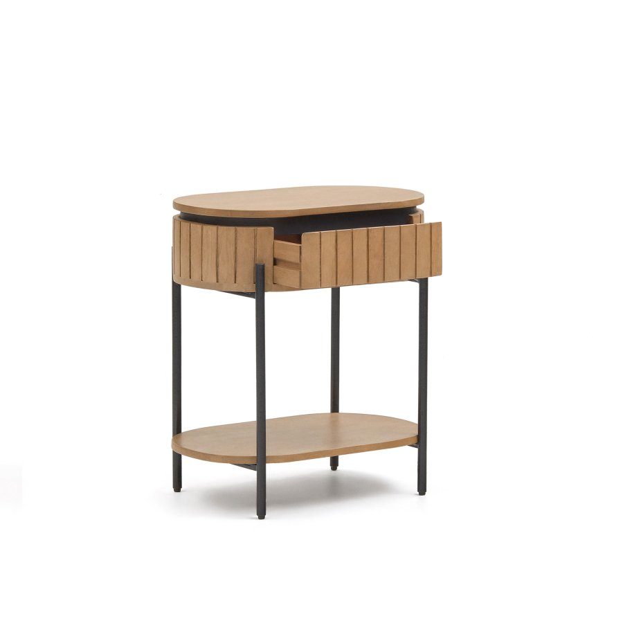 KAVE HOME Licia nattbord, m. 1 hylle og 1 skuff - naturlig mangotre (55x35)