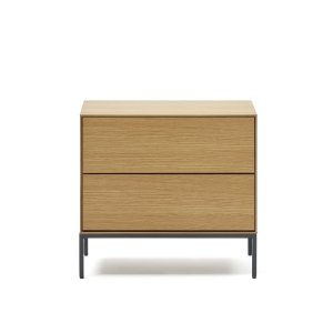 KAVE HOME Vedrana sidobord, w. 2 ldor - naturlig ekfanér och svart stl (60x40)