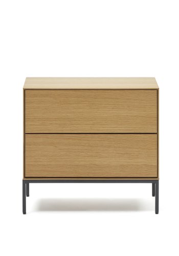 KAVE HOME Vedrana sidebord, m. 2 skuffer - naturlig eikefiner og sort stl (60x40)