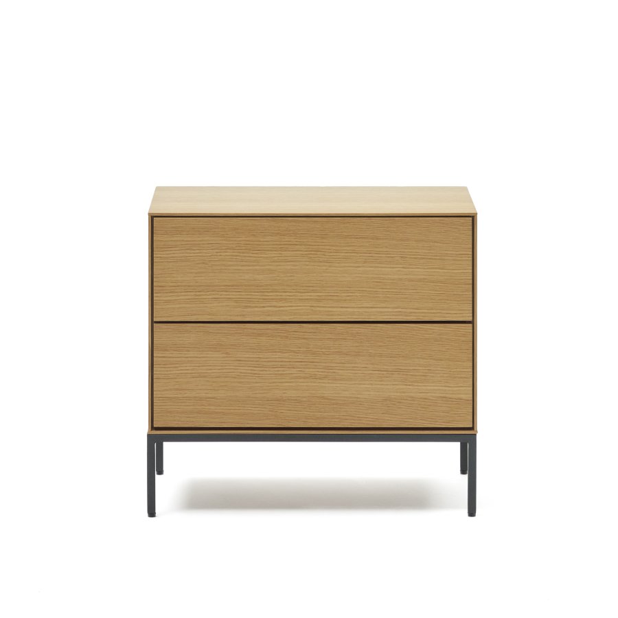 KAVE HOME Vedrana sidebord, m. 2 skuffer - naturlig eikefiner og sort stl (60x40)