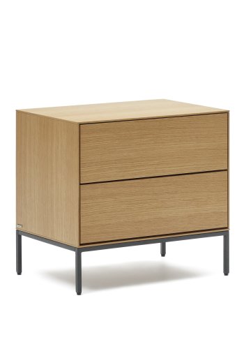 KAVE HOME Vedrana sidebord, m. 2 skuffer - naturlig eikefiner og sort stl (60x40)