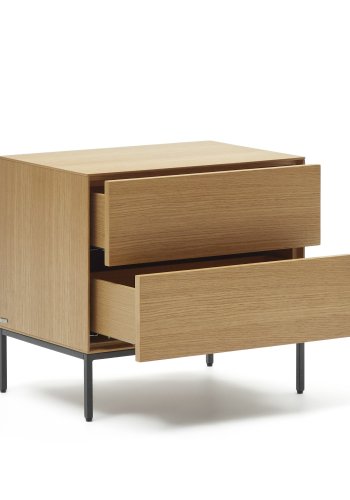 KAVE HOME Vedrana sidebord, m. 2 skuffer - naturlig eikefiner og sort stl (60x40)