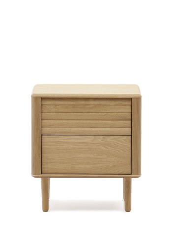 KAVE HOME Lenon nattbord, m. 2 skuffer - naturlig eikefiner og eiketre (50x55)