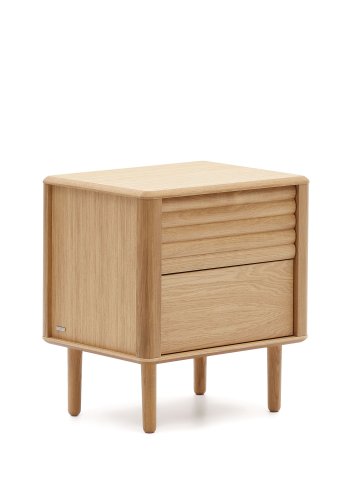 KAVE HOME Lenon nattbord, m. 2 skuffer - naturlig eikefiner og eiketre (50x55)