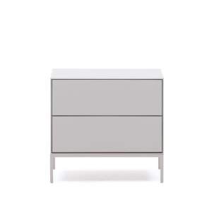 KAVE HOME Vedrana natbord, m. 2 skuffer - hvid MDF og stl (60x55)