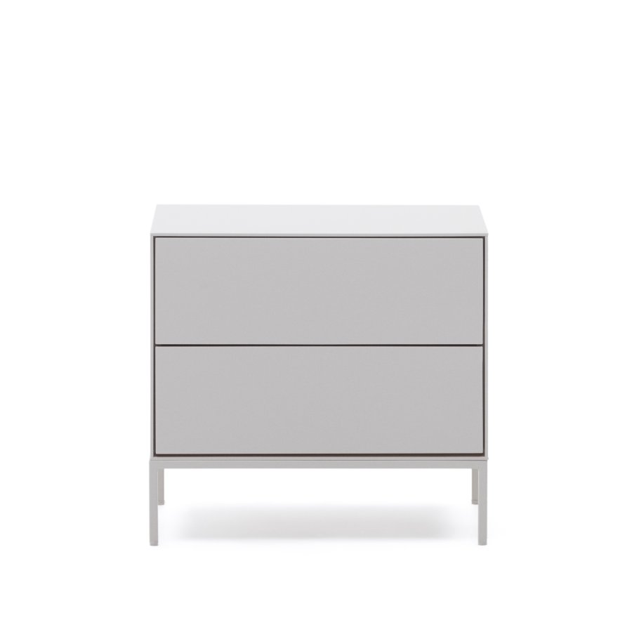 KAVE HOME Vedrana nattbord, m. 2 skuffer - hvit MDF og stl (60x55)