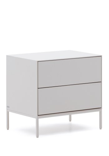 KAVE HOME Vedrana nattbord, m. 2 skuffer - hvit MDF og stl (60x55)
