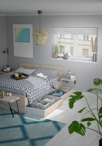 TVILUM Naia natbord, m. 2 skuffer - Jackson Hickory natur spnplade (40.4x50)