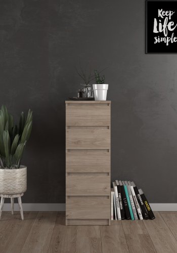TVILUM Naia Kommode, m. 5 skuffer - Jackson Hickory natur spnplade