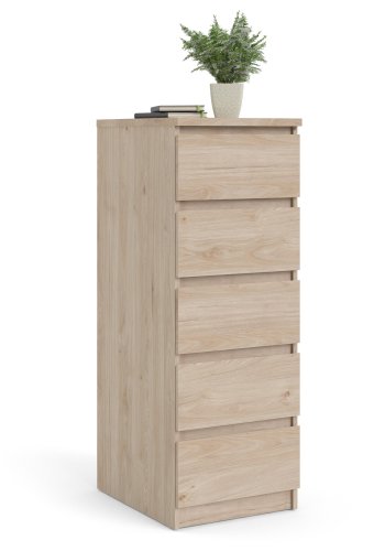 TVILUM Naia Kommode, m. 5 skuffer - Jackson Hickory natur sp�nplade