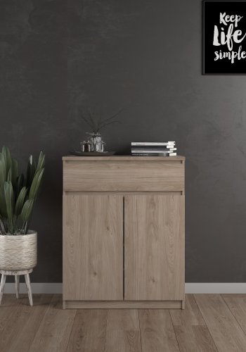TVILUM Naia Sideboard, mit 2 Türen und 1 Schublade - Jackson Hickory Naturspanplatte