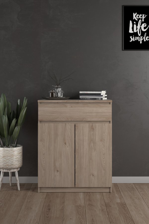 TVILUM Naia Sideboard, mit 2 Türen und 1 Schublade - Jackson Hickory Naturspanplatte